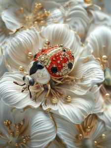 A Ladybug's Rest: Decorative Design in Nature's Splendor