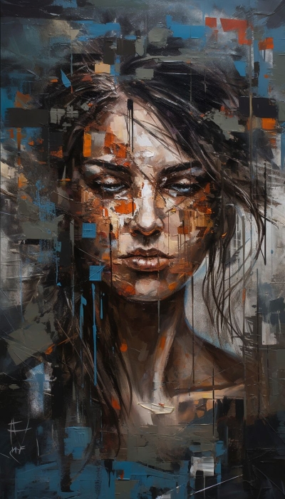 Abstract Artistic Portrait: Unveiling Emotions Through Colors and Textures