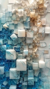 Abstract Display of Textured Shapes: A Symphony of Color, Light, and Material