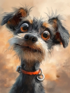 Adorable Cartoon Dog with Big Eyes: An Animated Art Masterpiece