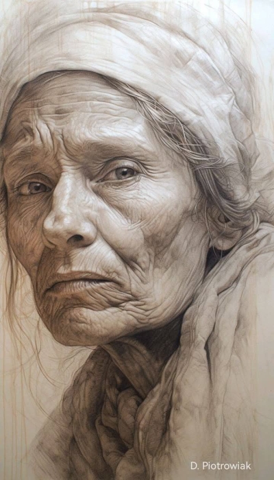 Age In Art: A Detailed Portrait Of An Elderly Woman
