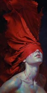Artistic Expression Through Red Drapery and Contrast