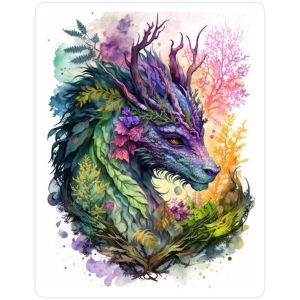 Artistic Fusion of Mythical Beast and Nature in Vibrant Colors
