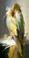 Artistic Interpretation of Intimate Birds in Soft Colors
