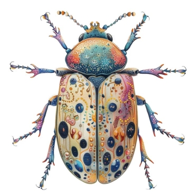 Artistic Interpretation of Vibrant Beetle Illustration