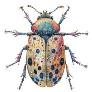 Artistic Interpretation of Vibrant Beetle Illustration