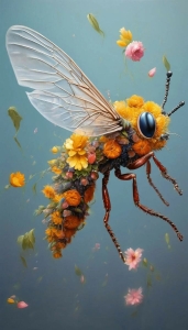 Artistic Nature: The Floral Bee's Whimsical Journey