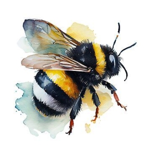 Artistic Watercolor Representation of a Bumblebee