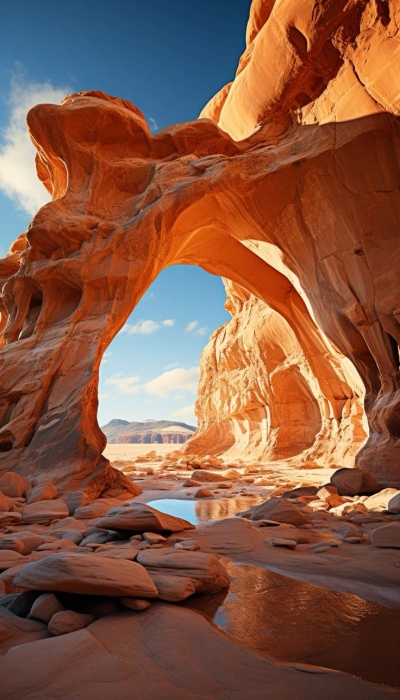 Basking in the Glow: Desert Landscapes and Majestic Sandstone Arches