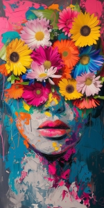 Blossoming Creativity: A Flower Puzzle in Artistic Portraiture