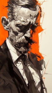 Bold and Expressive Artistic Illustration of a Contemplative Man