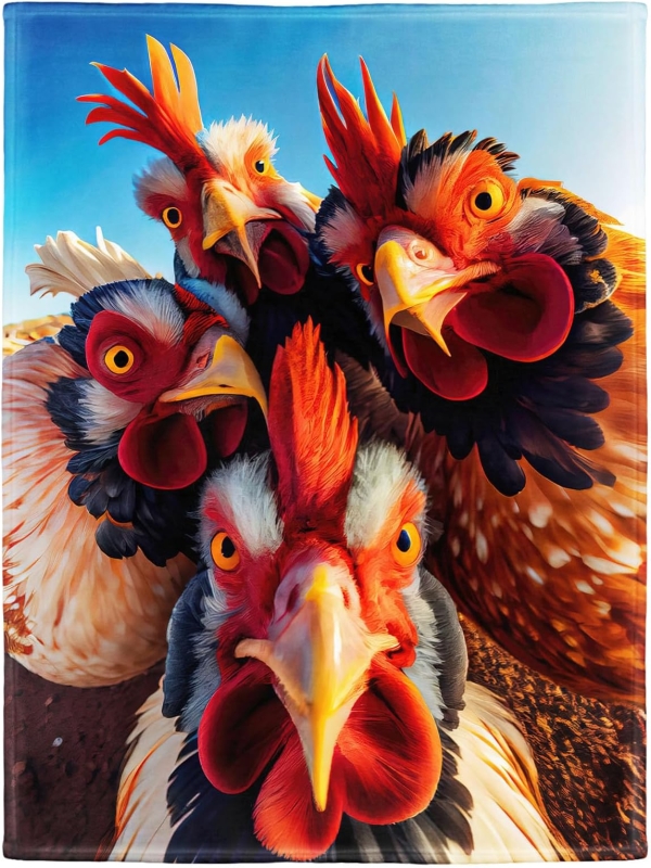 Captivating Close-Up: Chickens Displaying Their Vibrant Feathers Outdoors