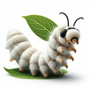 Caterpillar's Tranquil Retreat: A Moment on a Green Leaf