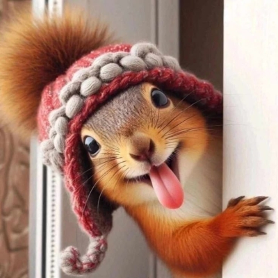 Cheeky Squirrel in a Pom-Pom Hat: A Whimsical Cartoon Adventure