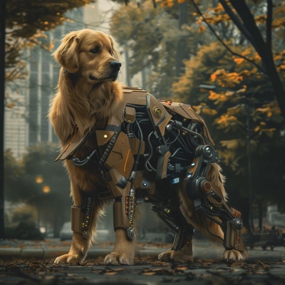 Cybernetic Golden Retriever: A Fusion of Nature and Future Technology
