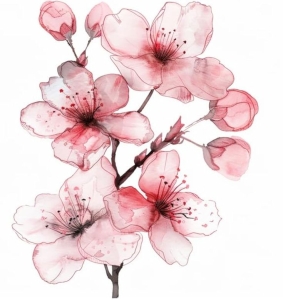 Delicate Watercolor Cherry Blossoms: A Study in Soft Pink Hues