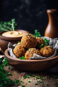 Delicious Golden-Brown Falafel Bowl: A Rustic Feast for Food Lovers