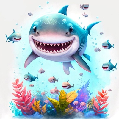 Delightful Kindergarten Printable Ocean Jigsaw Puzzle: A Cartoonish Shark Adventure