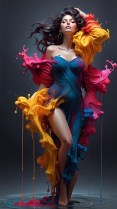 Dynamic Splash of Colors: The Artistry of Flowing Fabrics