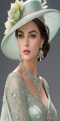 Elegance Personified: The Stylish Woman in Floral Hat and Jewelry
