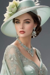 Elegance Personified: The Stylish Woman in Floral Hat and Jewelry
