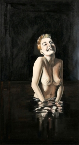 Emerging Emotions: A Submerged Figure in a Darkly Painted Seascape