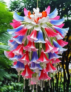 Enchanting Floral Cascade: A Burst of Hand-Crafted Decorative Blooms