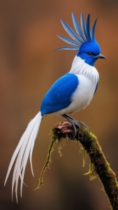 Enchanting Vision of a Blue Crested Bird in Its Natural Habitat