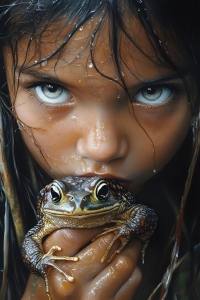 Encounter with Nature: A Person's Intimate Moment with a Frog