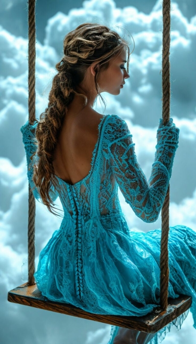 Ethereal Elegance: Dreamy Swing Ride Amidst the Clouds