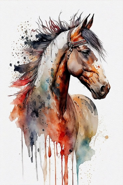Exploring the Dynamism in Watercolor Horse Portraits
