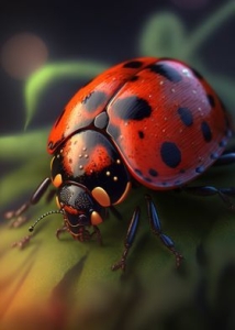Exquisite Close-Up: Ladybug Resting on a Leaf in Nature