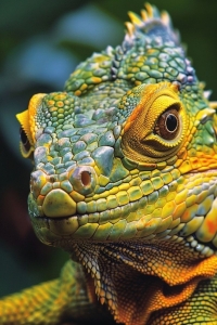 Exquisite Details of a Vibrant Lizard in Close-Up
