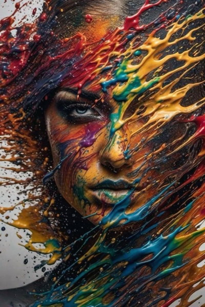 Faces of Artistry: Expressive Colorful Face Painting
