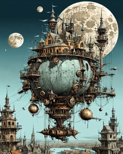 Fantastical Steampunk Airship: Harmony of Fantasy and Retro-futurism