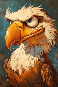 Fierce Cartoon Eagle: A Fusion of Stylized Artistry and Warm Tones