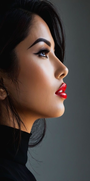 Glamorous Profile Portrait of a Woman with Red Lips