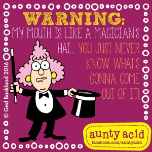 Hilarious Aunty Acid Illustration: The Magician's Hat and the Unpredictable Mouth