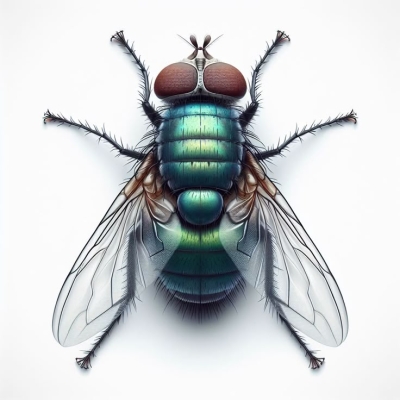 Intricate Details of a Shimmering Fly: A Close-Up View