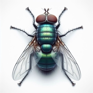 Intricate Details of a Shimmering Fly: A Close-Up View