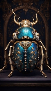 Intricately Designed Turquoise Beetle: A Fusion of Art and Nature
