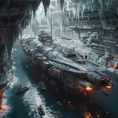 Jigsaw Puzzle Planet: A Futuristic Spaceship's Adventure in the Icy Depths