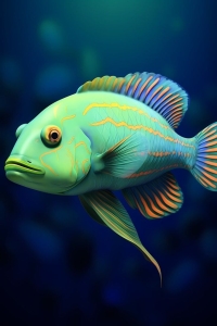 Journey of a Vibrant Tropical Fish in an Underwater Landscape