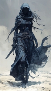 Martial Artist: The Hooded Warrior in a Desolate Landscape