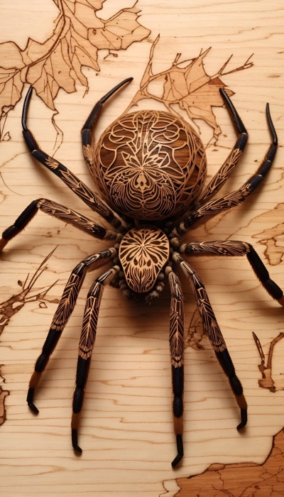 Masterpiece of Nature: An Artistic Spider and Sculpted Wood