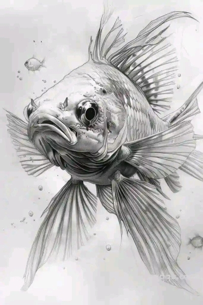 Monochromatic Magic: An Intricate Illustration of a Fish