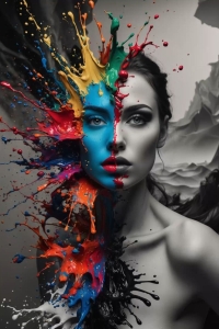 Monochrome Magic Meets Vibrant Creativity: An Artistic Portrait