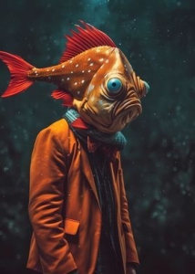 Mysterious Depths: The Whimsical Fish-Head Masquerade