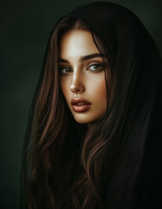 Mysterious Elegance: Veiled Beauty in the Shadows
