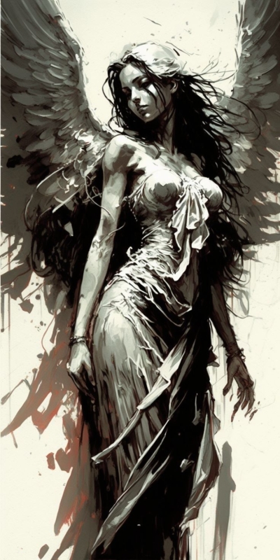 Mystical Angel Art: The Strength and Otherworldliness in Monochrome